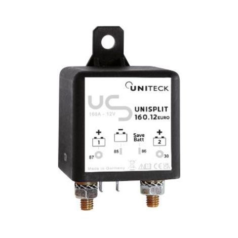 Coupleur séparateur 12V 160A – Charge efficace pour parc de batteries – Conformité EURO 6 – Relais monobloc haute puissance – Uniteck