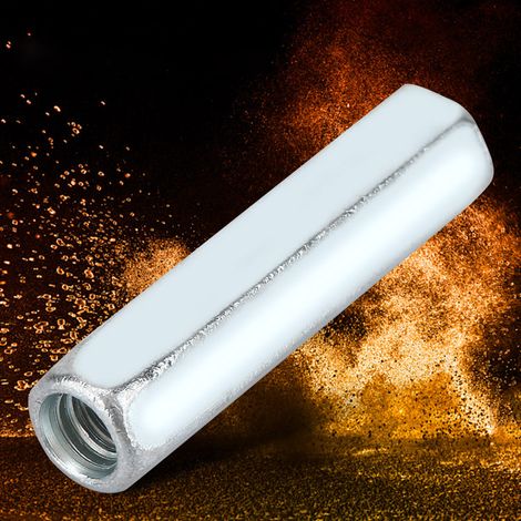5 längliche Sechskantmuttern mit verzinktem Gewinde, Verbindungsstange, Verbindungskappe, M640 Verbindungsmutter (1/5)