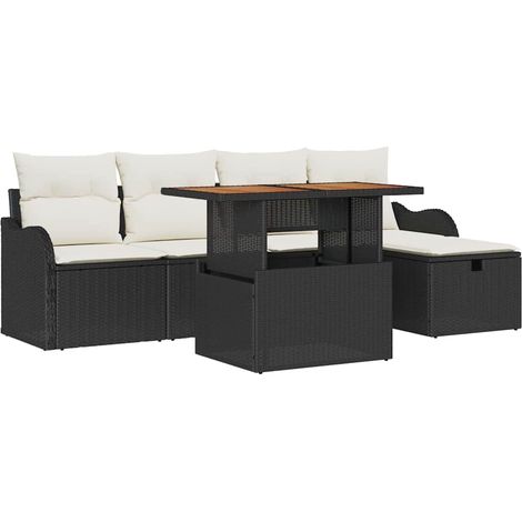 Maison Exclusive - Gartensofa-set mit Kissen 6 pcs Schwarz Poly-R