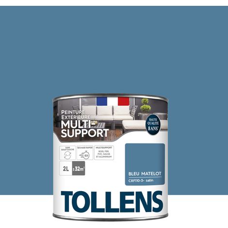 Peinture extérieure multisupport - Ultra résistante et économique - TOLLENS - Satin - Bleu Matelot - 2L = 28m²
