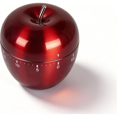 Minuteur Pomme Mécanique - 60 Minutes Minuterie Cuisine INOX avec Alarme Sonore, sans Pile pour Pâtisserie Étude Sport (1/5)