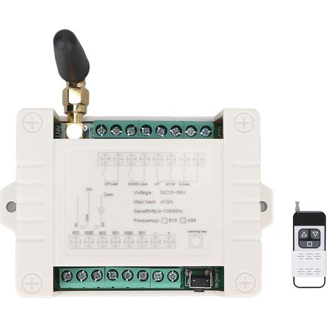 Fernsteuerschalter für 12V, 24V und 36V 433 MHz Gleichstrommotoren, einstellbar für Vorwärts- und Rückwärtsbetrieb, für elektrische Tore. (1/5)
