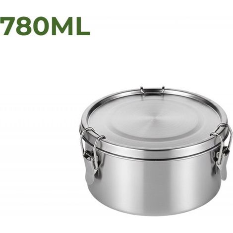 Boîte à lunch ronde en acier inoxydable 780 ml – Boîte à lunch et à goûter durable – Contenant à fruits pour adultes et enfants – Boîte de préparation des repas – Étanche et réutilisable (1/5)