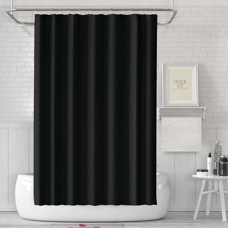 180 x 180 cm – Schimmelresistenter Duschvorhang – Wasserdicht und waschbar – Inkl. 12 Duschvorhangringen – Schwarz-Crezuo