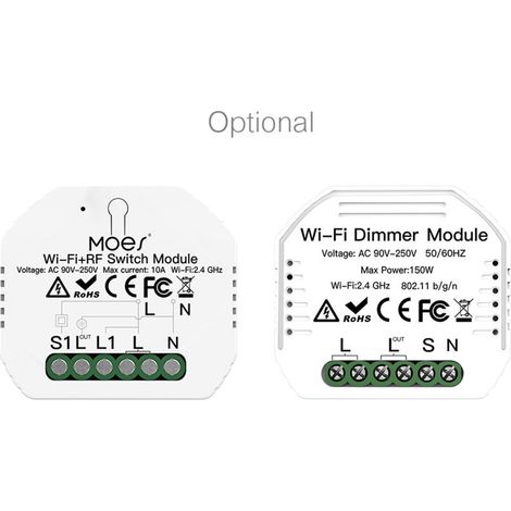 90-250V Wi-Fi dimmer module, smart lighting switch, two-way voice control, app, remote timer, mini design (1/5)
