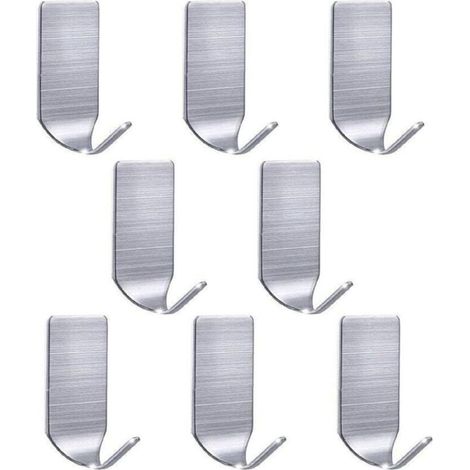 Strong Hooks, Wall Hooks, Waterproof Stainless Steel Wall Hooks for Dresses, Towels, Keychains, Bags, Christmas Lights - Home, Kitchen, Living Room, 8-Pack