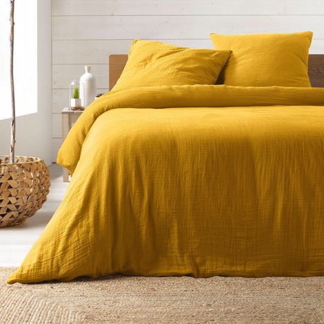 douceur-dinterieur ANGELIA juego de cama amarillo gasa de algodón