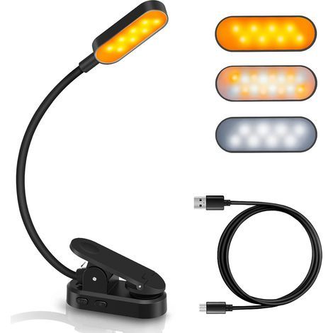 360°Cou Flexible Lampe Pince pour Lit, Livre, Veilleuse pour Nuit et Lampe de Chevet (1/2)