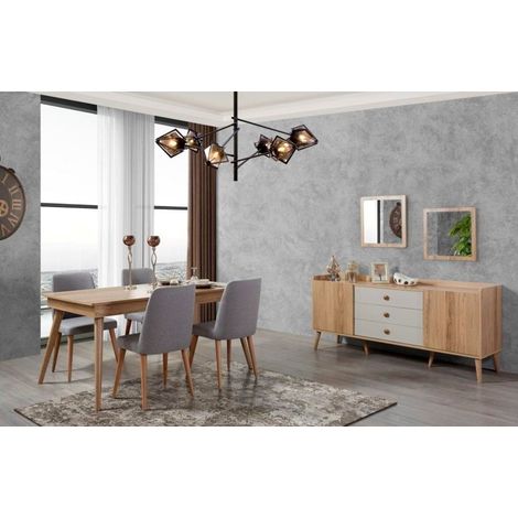 Comedor completo TOKYO con 4 sillas, crema