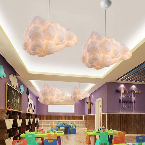 Lampadario creativo a forma di nuvola, realizzato con un elegante tessuto decorativo, ideale per ristoranti a conduzione familiare, bar e caffetterie. (1/5)