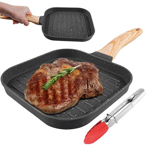 1 Poêle à griller, Fonte d'aluminium, Anti-adhésif, Poignée amovible, Four et lave-vaisselle, Cuisson steak (1/5)