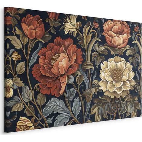 Immagine - Grandi fiori da arazzo, motivo floreale retrò in stile kilim / Grandi fiori da arazzo in stile retrò (1/3)
