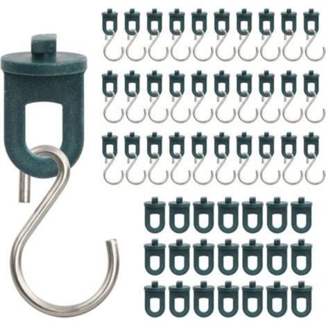 50 Gewächshausclips und 30 S-Haken aus Edelstahl, Gewächshausclips, Gewächshausaufhänger, Gewächshauszubehör, Kunststoff-Gewächshausclips, geeignet zur Befestigung von Gewächshauspflanzen
