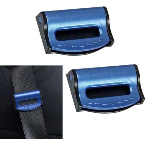 AMXCNOY Auto-Sicherheitsgurtversteller, Auto-Sicherheitsgurtklemme, Auto-Sicherheitsgurtverriegelung, Sicherheitsgurtverstellclip, rutschfest, verstellbar (Blau) (1/4)