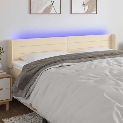 vidaXL Cabecero con LED de tela crema 203x16x78/88 cm (1/5)