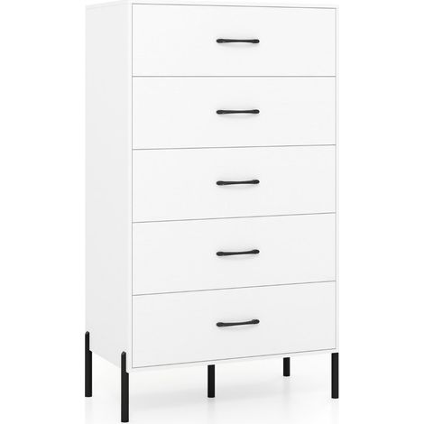 Cassettiera a 5 cassetti 71 x 40 x 125 cm capiente design moderno legno bianco 200018201