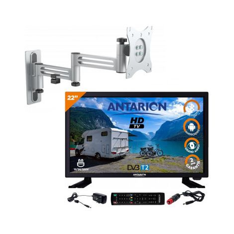 Pack ANTARION TV LED 21.5" 54cm Téléviseur Full HD Smart TV + Support TV Double Bras