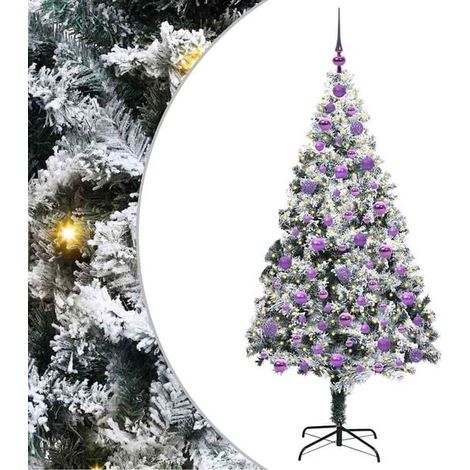 Sapin de Noël artificiel blanc, 180 cm de haut, en PVC, acier et plastique. (1/5)