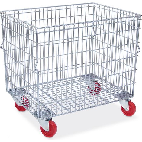 BRB Gitterwagen, stapelbar, 4 Lenkräder mit Kunststoffrollen, LxBxH 820x615x735 mm, Vol. 250 Liter, Tragkraft 400 kg, verzinkt (1/2)