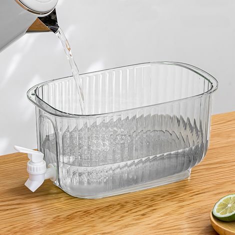 Distributeur de boissons grande capacité, bouilloire froide étanche et résistante à l'eau, de qualité alimentaire, avec robinet, transparent blanc. (1/5)