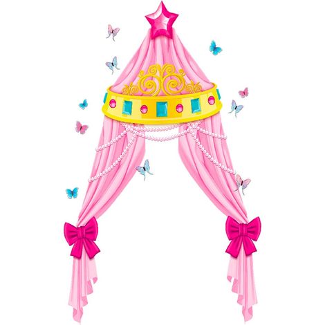 Autocollant Mural Lit de Princesse en Trompe lil (1/2)