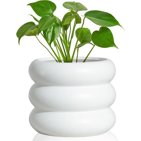 Pot de Fleurs Moderne en céramique Blanche de 15 cm avec Trous de Drainage, adapté pour Les Plantes d'intérieur, Joli Pot de Fleurs Unique (1/5)