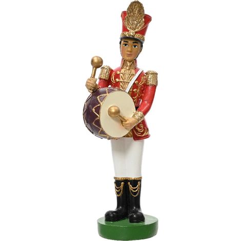 Statuetta decorativa Soldatino con tamburo decorazione natalizia in resina da 18 cm (1/2)