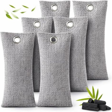 BelleRise - Sachets de charbon actif au bambou, 6 x 75 g, désodorisant et déshumidificateur pour chaussures et voitures (1/5)