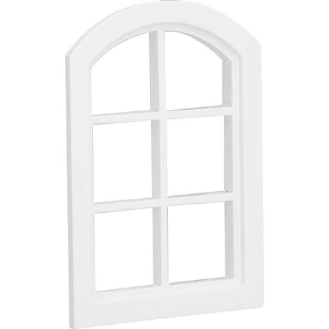 Fenêtres miniatures cintrées pour maison de poupée, 6 carreaux blancs (1/5)