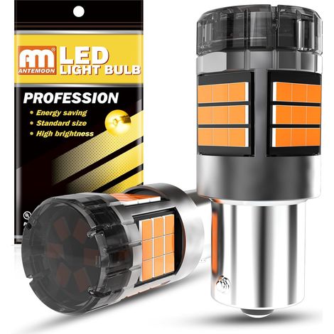 P21W 1156 BA15S Ampoules LED Canbus Sans Erreur 5000LM 12V 24V Jaune Ambré 1141 1003 7506 pour Voiture Feu de Recul Feu de Freinage Clignotant Arrière de Brouillard, 2 Pièces (1/5)