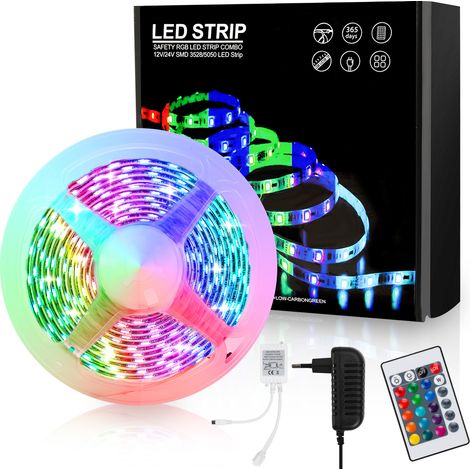Wolketon 3M LED Streifen Leiste set LED Strip LichtBand RGB Lichterkette 30LEDs 5050SMD mit 24 Tasten Fernbedienung