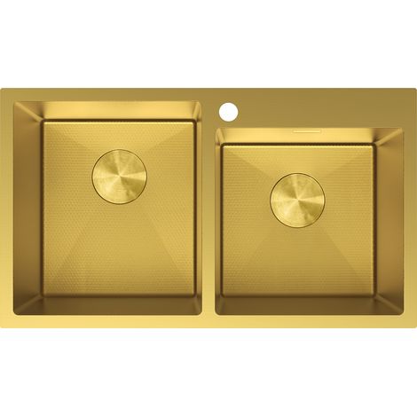 Mexen Xorin lavello in acciaio 2 vasche 780 x 450 mm, oro HC - 6441782000-55HC (1/5)