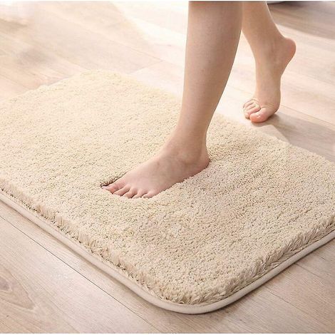 (beige,40x60cm)tapis De Bain Absorbant Antidrapant Extra Epais De Douche Pour Salle De Bain Tapis De Sol Chenille Lavable En Machine (1/5)