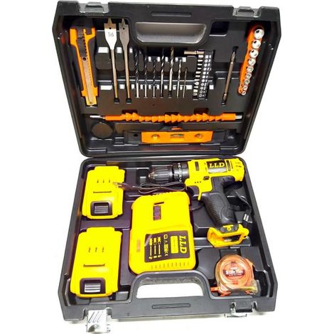 trapano avvitatore a batteria litio a percussione 24V 2 batteria + 35 accessori (1/5)