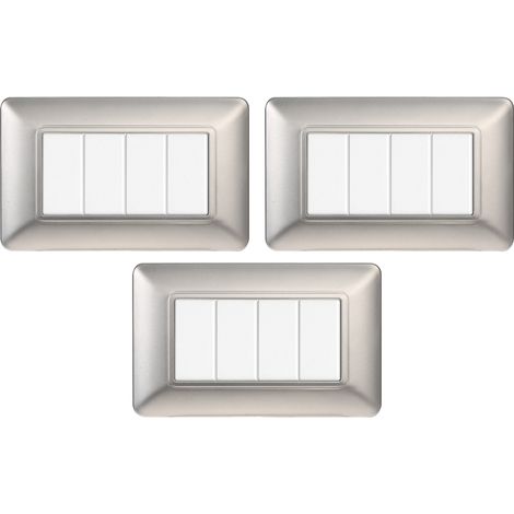 gloca Set Placche Plastica Compatibili Matix (3 Pezzi Silver, 4 Posti) (1/4)