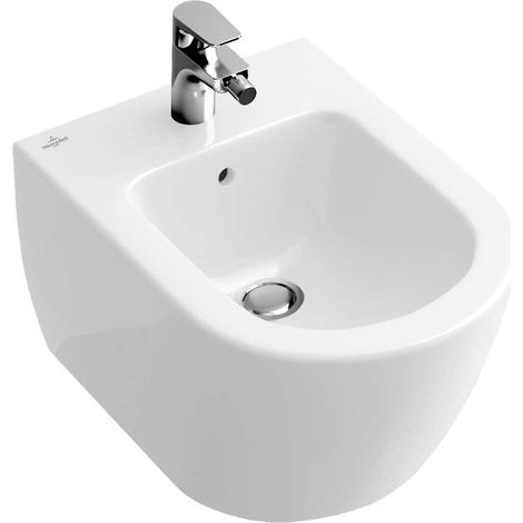 Villeroy & Boch Subway 2.0 - Wand-Bidet mit Überlauf, 375x565 mm, mit CeramicPlus, Alpinweiß 540000R1