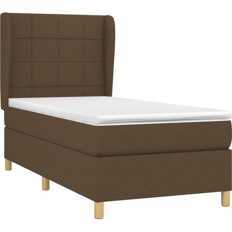 vidaXL Giroletto a Molle con Materasso Marrone Scuro 80x200 cm Tessuto (1/5)