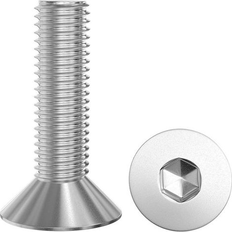 Vis à tête fraisée M3 - Vis Allen entièrement filetées - Pour assemblage de précision et bricolage - 50 pièces - 18 mm (1/3)