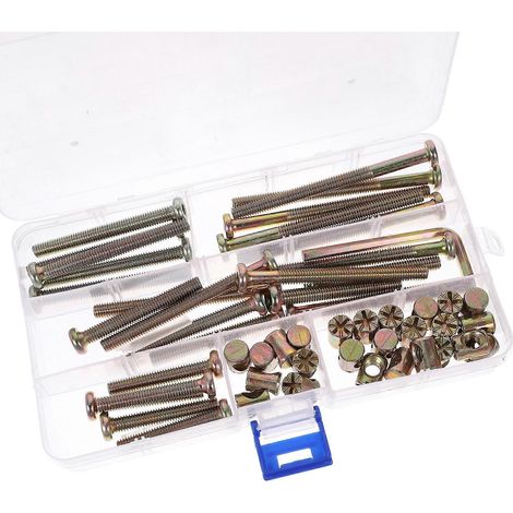 Kit de 51 vis, boulons et clés pour lit bébé, comprenant des écrous cylindriques.-8.00X0.95X0.95CM-Golden (1/4)