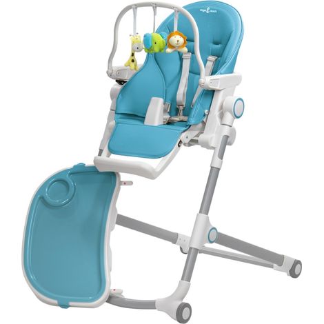 HUGO Chaise haute pliable et inclinable + arche de jeux Bleu