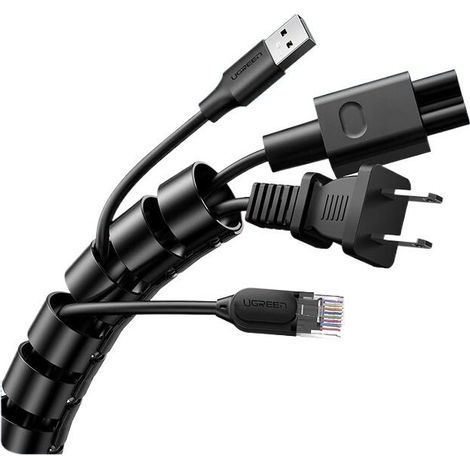 Cache Cable Diamètre 22 mm - Longueur 2 m Gaine Electrique pour Le Bureau et la Maison TV/Ordinateur/Audio, pour Cable Management ou Cacher Les câbles, Noir Coupe Bricolage (1/4)