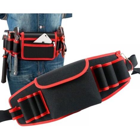 Ceinture à Outils,ceinture outils bricolage Ceinture Avec Ceinture Ajustable En Cuir sacoche outils ceinture ceintures porte-outils pour Stocker des Outils et des Accessoires (Rouge) (1/5)