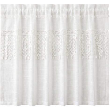 Brise-bise Rideau Dentelle Brodé Boho Blanc 230x55 cm (1/5)