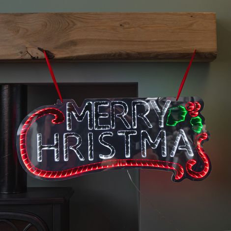 60cm Light up Hanging Merry Christmas Infinity Mirror Decoration with LEDs (1/5)