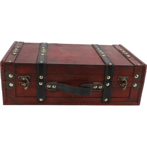 Suites en bois vintage, stockage de berce de grande capacité en bois rétro, décoration de bagages rétro pour disposition des accessoires, 34,2 x 20 x 11cm (1/5)