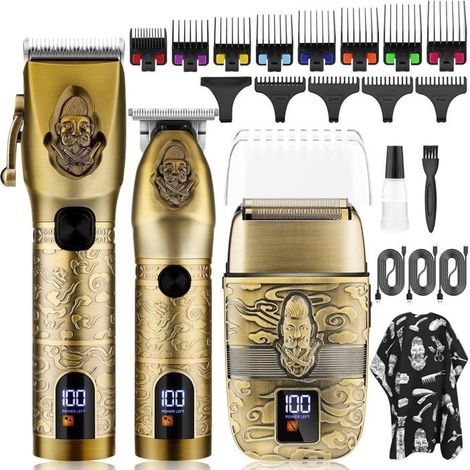 (cuivre)3 en 1 Tondeuses à Cheveux Professionnelles pour hommes Tondeuse à lame en T Rasoirs électriques Kit (1/5)