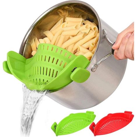 Snap Sieve 2er-Pack Silikon-Lebensmittelsieb hitzebeständig zum Aufstecken Reissieb Küchenhelfer zum Abtropfen von Händen für Nudeln Spaghetti (1/5)