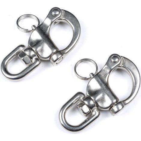 Mousqueton pivotant à œillet, mousqueton à dégagement rapide, clip en acier inoxydable pour gréement de voilier ou bateau. (1/5)