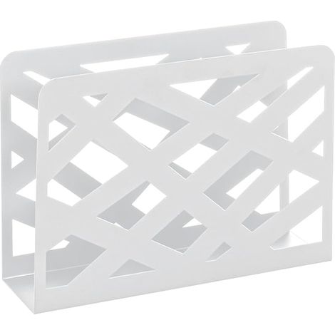 Porte-journaux, panier à journaux, porte-revues, blanc, métal avec perforations trapézoïdales - Dimensions : L 35 x H 26 x P 10 cm, Style : Moderne (1/5)