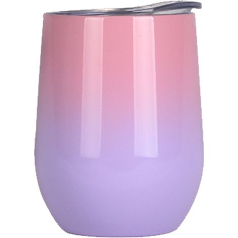 Gobelet Isolé En Acier Inoxydable - Avec Couvercle Amovible - Pour Vin Café Cocktail Jus - 350 Ml - 1 Pièce (1/5)
